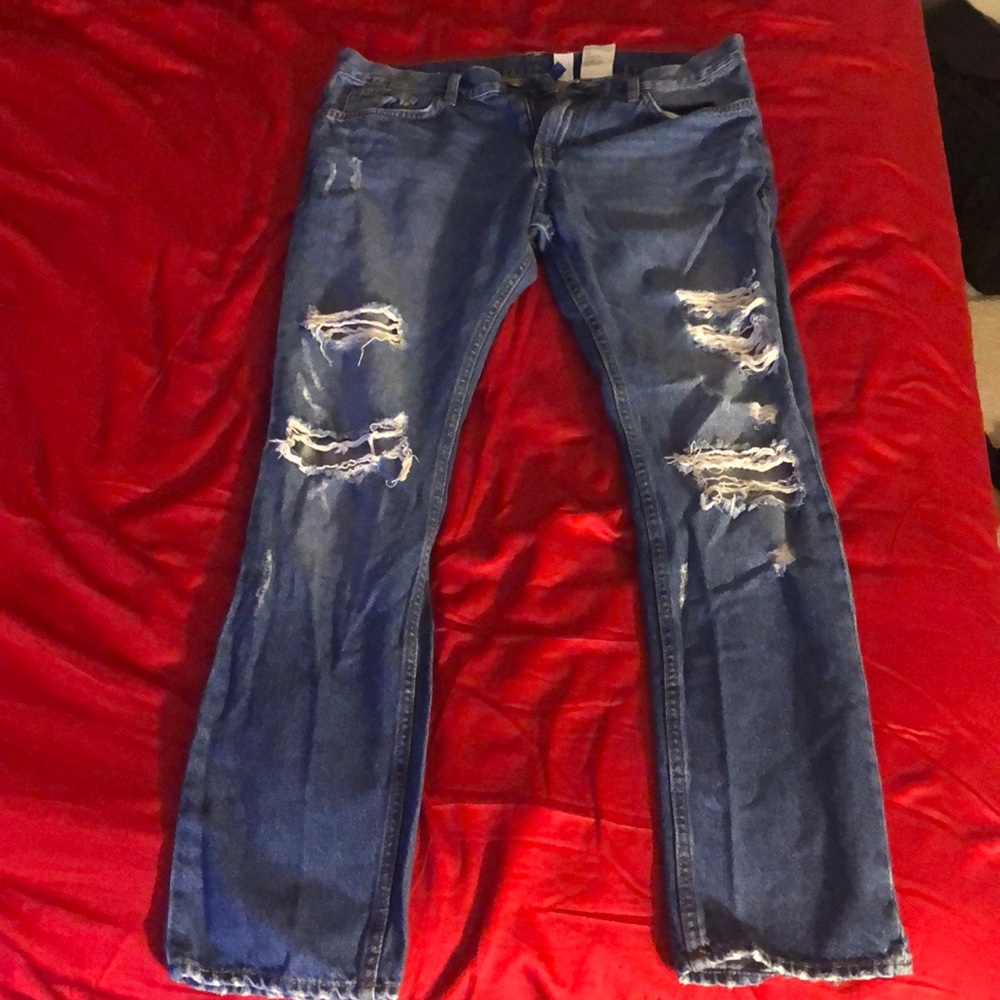 H&M Partly Ripped Blue Jeans